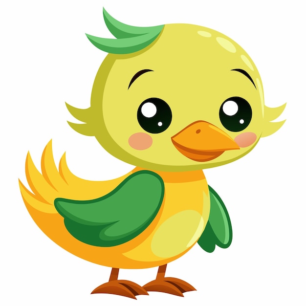 un dibujo de dibujos animados de un pato con una camisa verde en él