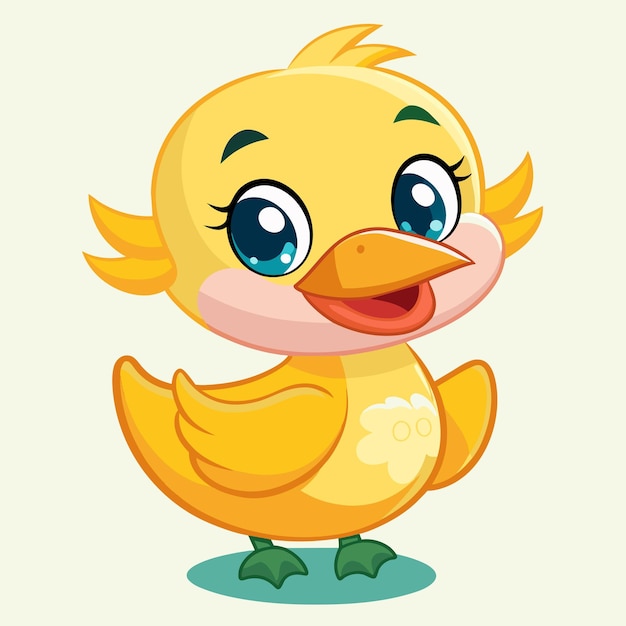un dibujo de dibujos animados de un pato de goma con un pico amarillo y un fondo blanco