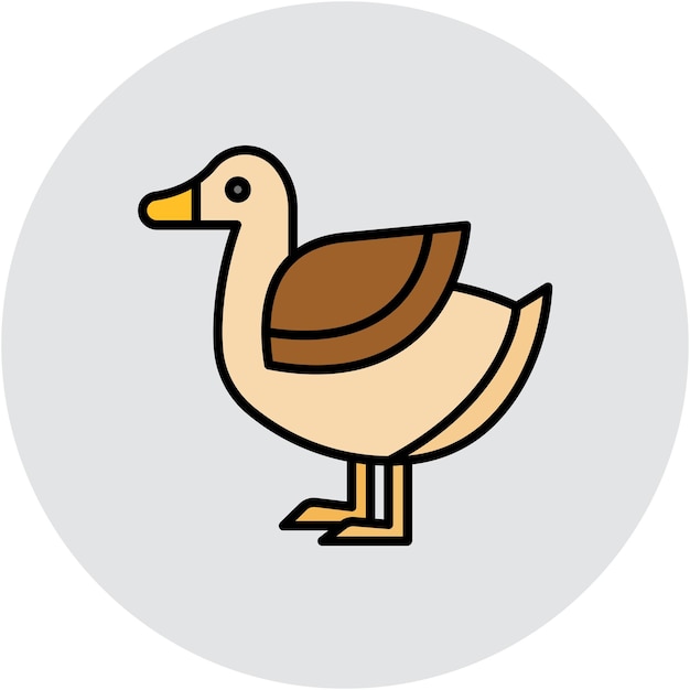 un dibujo de dibujos animados de un pato con un pico marrón y un fondo blanco