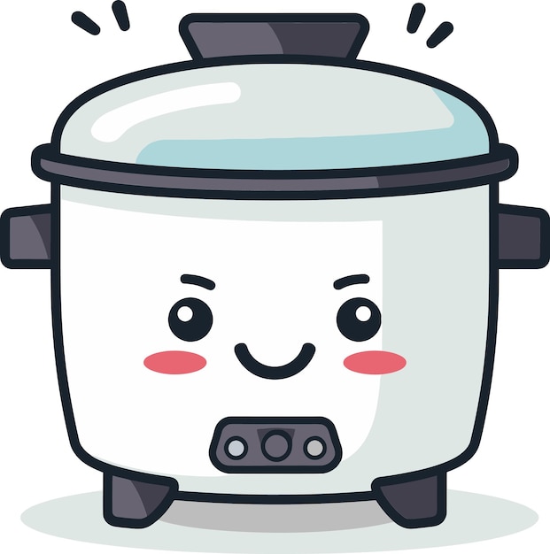 un dibujo de dibujos animados de una pequeña olla de cocina con una cara feliz