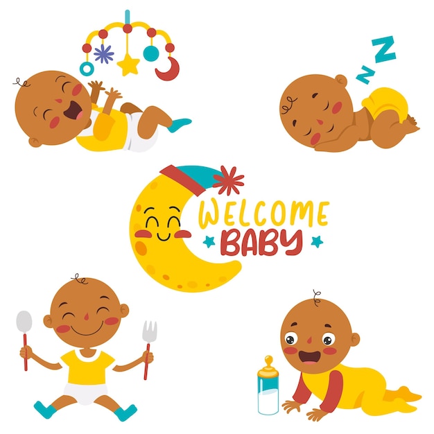 Vector dibujo de dibujos animados de un personaje de bebé recién nacido