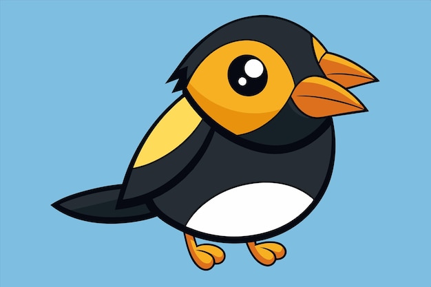 un dibujo de dibujos animados de un pingüino con un pico amarillo y un fondo azul