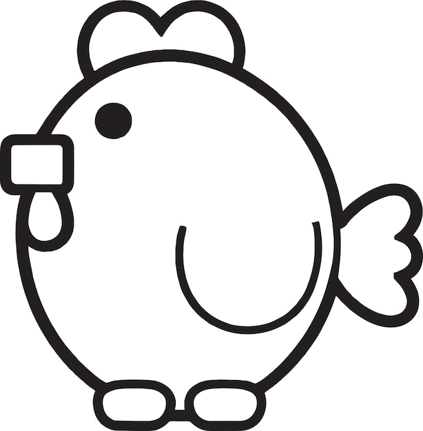 Un dibujo de dibujos animados de un pollo con un pico y el número 1 en él.