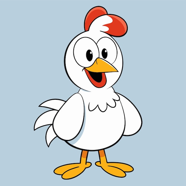 Vector un dibujo de dibujos animados de un pollo con un sombrero rojo