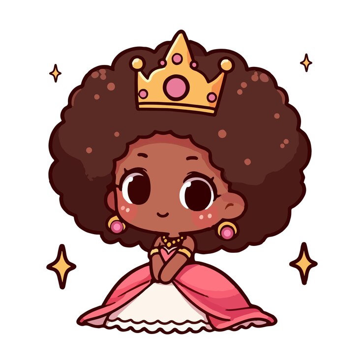 un dibujo de dibujos animados de una princesa con una corona y una corona