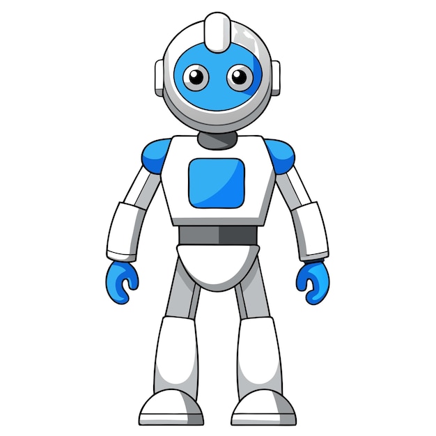 un dibujo de dibujos animados de un robot con una cabeza azul y ojos azules