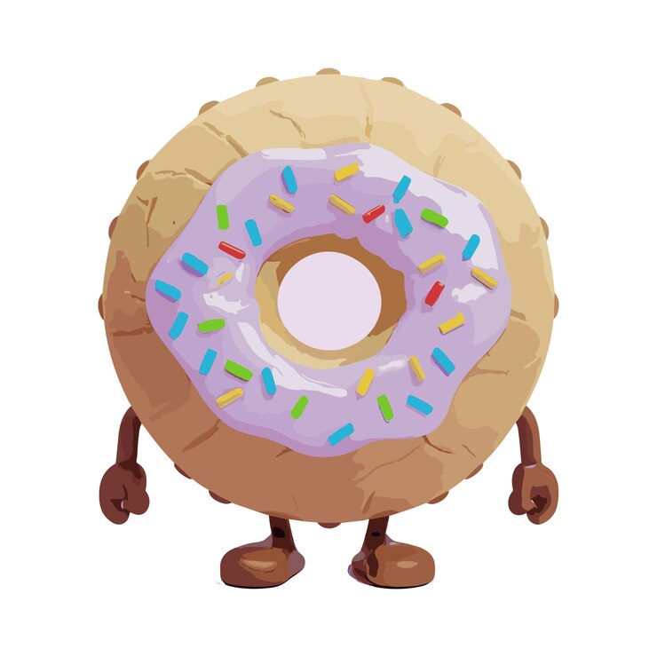 un dibujo de dibujos animados de una rosquilla con salpicaduras en él