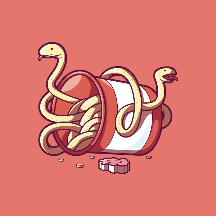 Vector un dibujo de dibujos animados de una serpiente con una serpente en él
