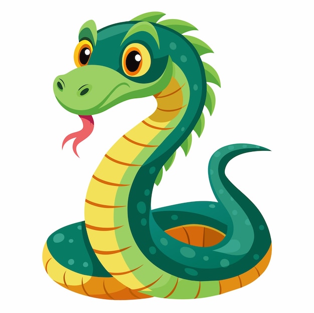 un dibujo de dibujos animados de una serpiente verde con una lengua roja
