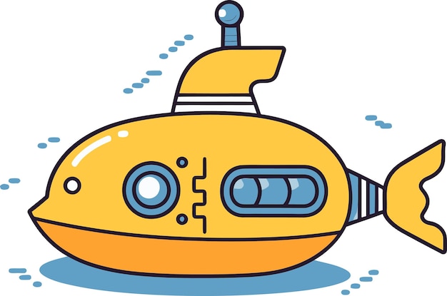un dibujo de dibujos animados de un submarino amarillo con el número 3 en él