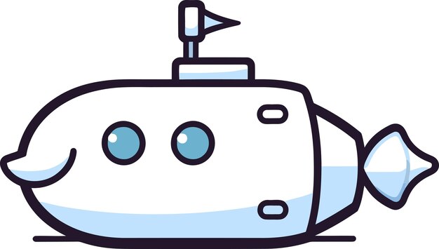 un dibujo de dibujos animados de un submarino con ojos azules