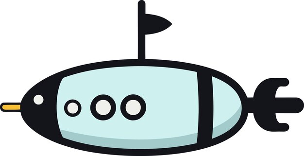 un dibujo de dibujos animados de un submarino con una pequeña flecha apuntando hacia arriba