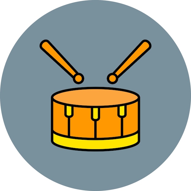 Vector un dibujo de dibujos animados de un tambor con un palo en el medio