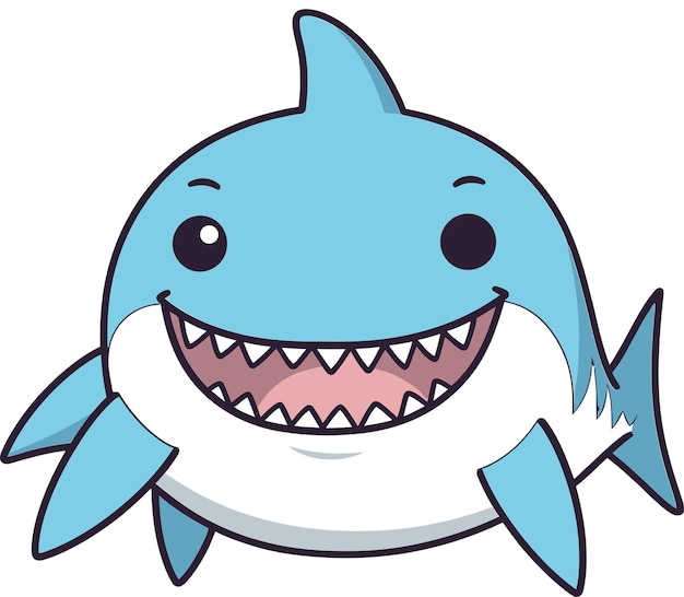 un dibujo de dibujos animados de un tiburón con dientes grandes y un tiburones con dientes grandes