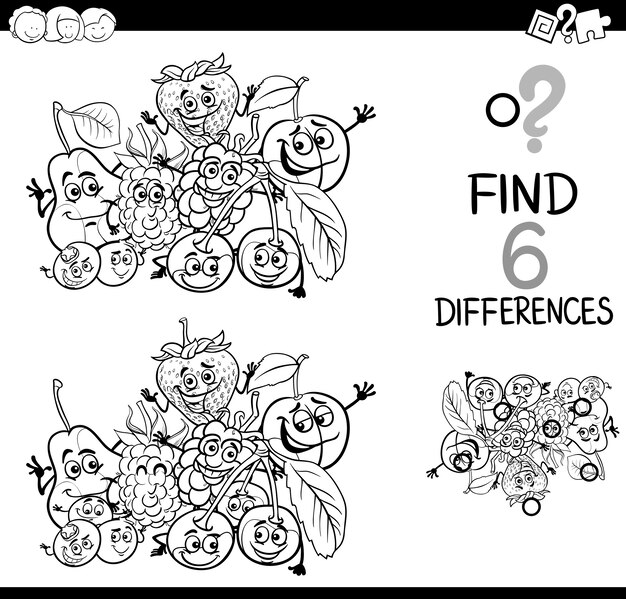 Dibujo de Diferencias con frutas para colorear