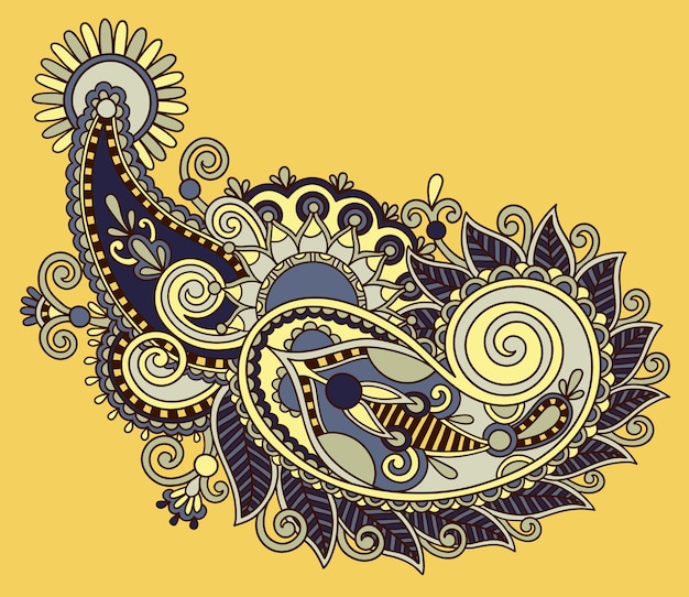 Dibujo digital original línea arte flor adornado diseño ucraniano t