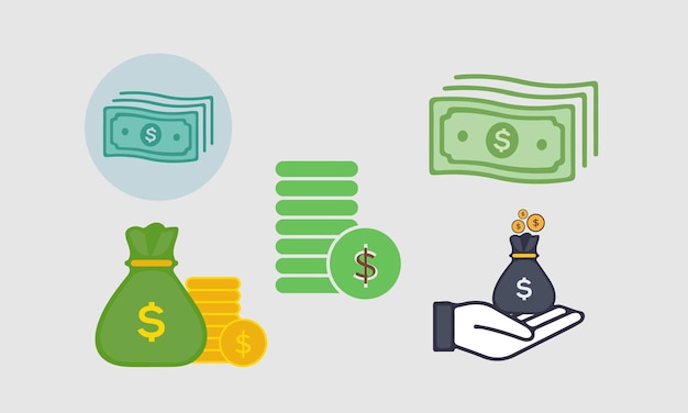 un dibujo de dinero y dinero con las palabras dólar en él