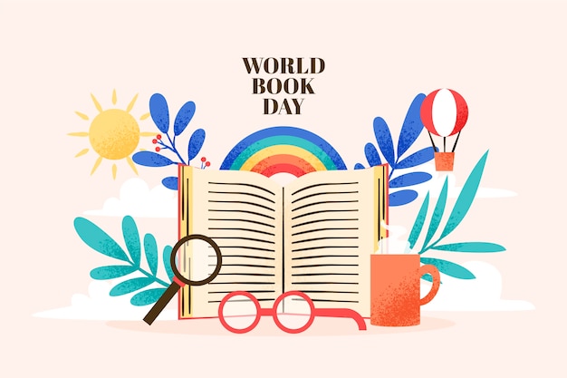 Dibujo con diseño del día mundial del libro