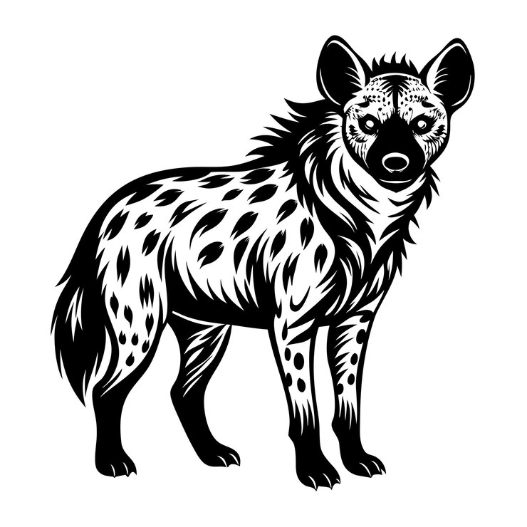 Vector un dibujo de un diseño de tatuaje de silueta de hiena para imprimir