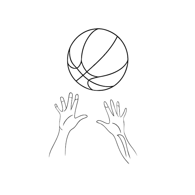 un dibujo de dos manos alcanzando una pelota de baloncesto
