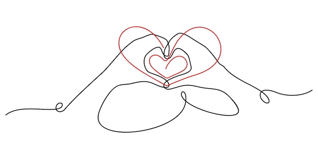 Un dibujo de dos manos formando un corazón con las palabras amor.