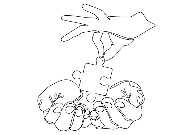 Un dibujo de dos manos sosteniendo una pieza de rompecabezas.