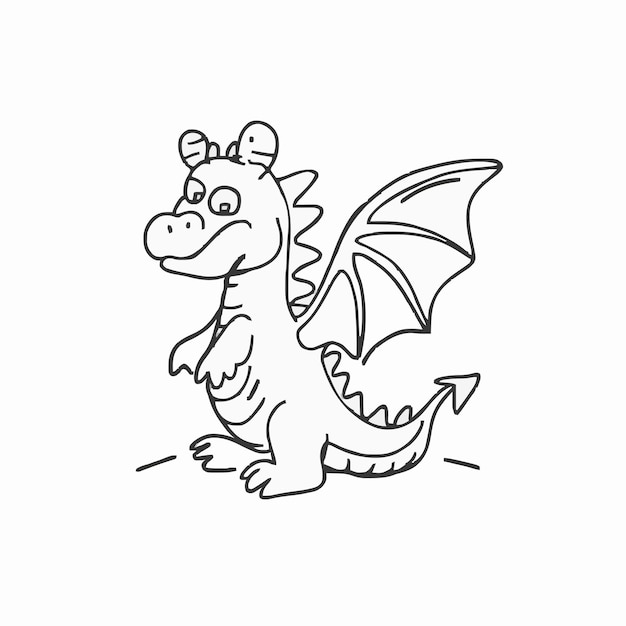 Vector un dibujo de un dragón con un dragón en él