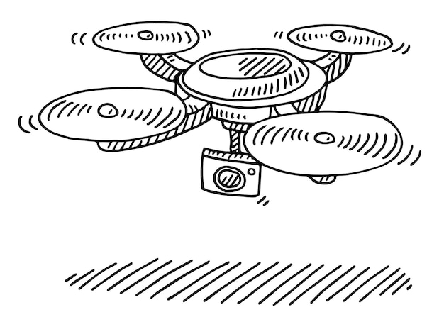 Vector un dibujo de un dron volador con una moneda en la parte superior