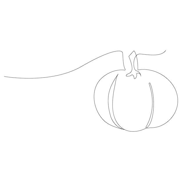 Dibujo e ilustración de arte vectorial continuo de una línea de verduras de calabaza