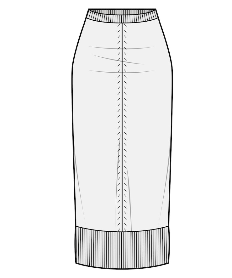 Vector dibujo e ilustración del diseño de la falda
