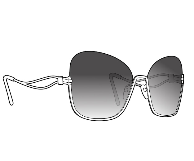 Dibujo e ilustración del diseño de las gafas de sol