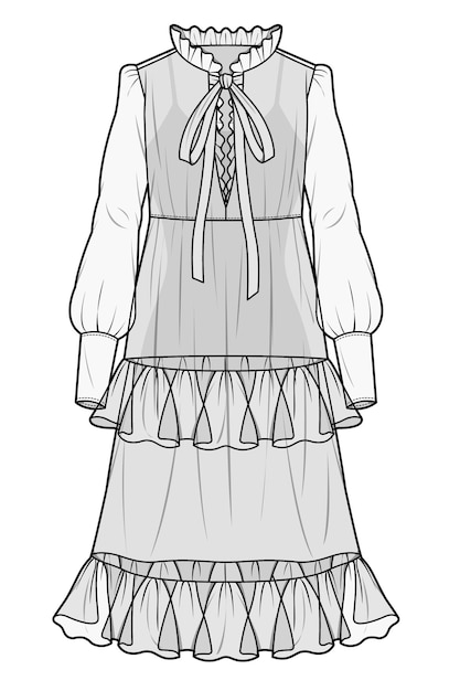 Dibujo e ilustración del diseño del vestido