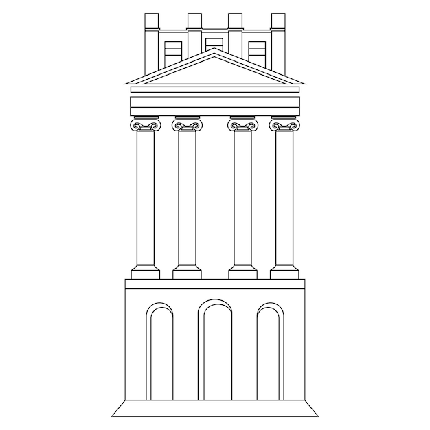 Un dibujo de un edificio con columnas y la parte superior del edificio.