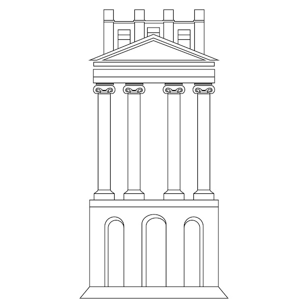 Vector un dibujo de un edificio con columnas y la parte superior del edificio.