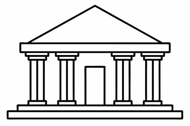 un dibujo de un edificio con columnas en la parte superior