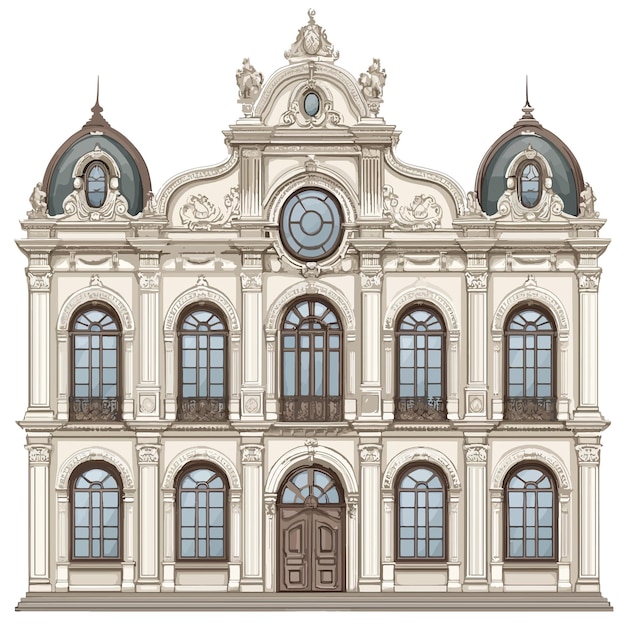 Un dibujo de un edificio con un reloj en él