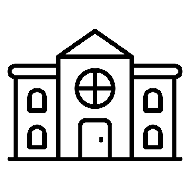 un dibujo de un edificio con una ventana y un círculo en la parte superior
