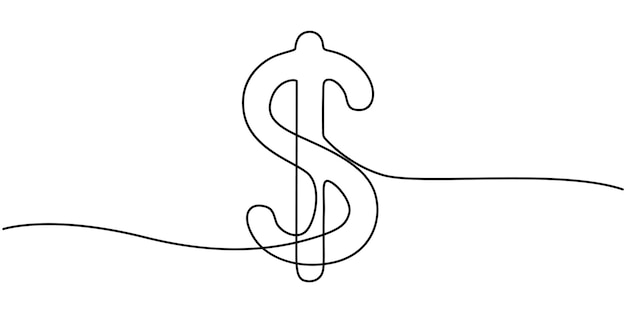 Dibujo editable continuo del icono de la moneda del dólar Símbolo del dólar en un estilo de línea Signo del dólar
