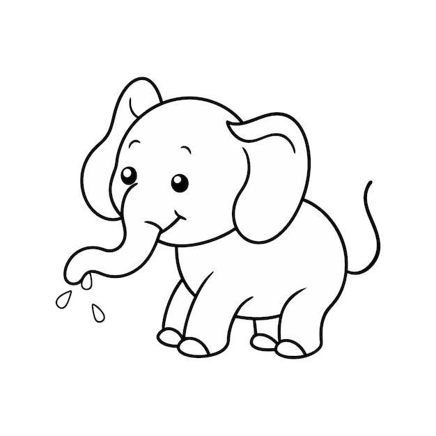 un dibujo de un elefante de dibujos animados con un colmillo y la palabra elefante en él