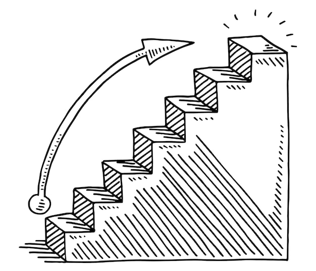 un dibujo de una escalera con un letrero que dice la palabra en él