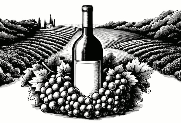 Vector dibujo de la esencia del vino del país