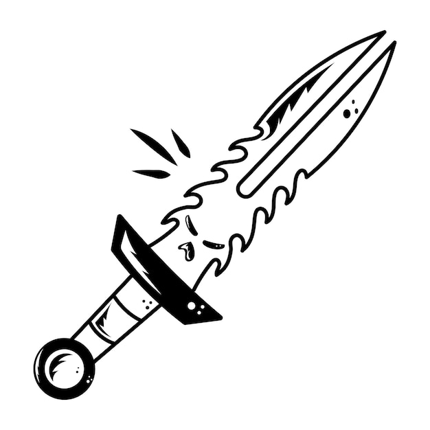 un dibujo de una espada con una espada en el medio
