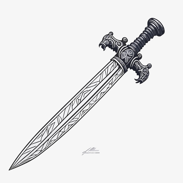 Un dibujo de una espada con la palabra espada.