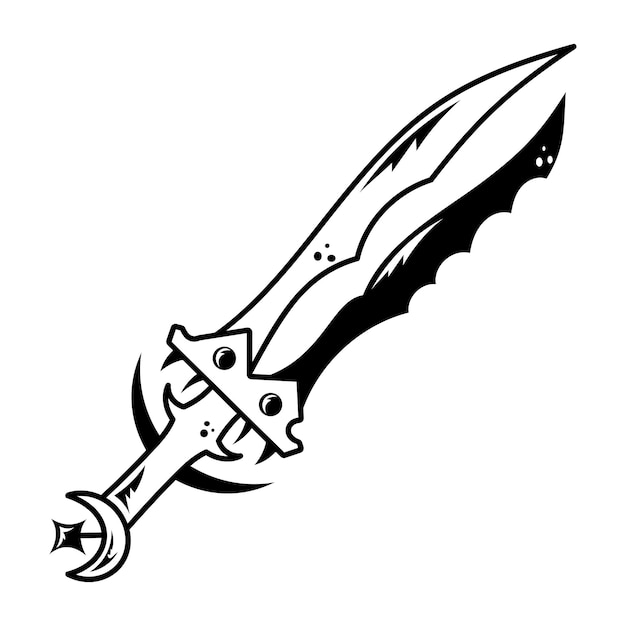 un dibujo de una espada con la palabra " v " en ella