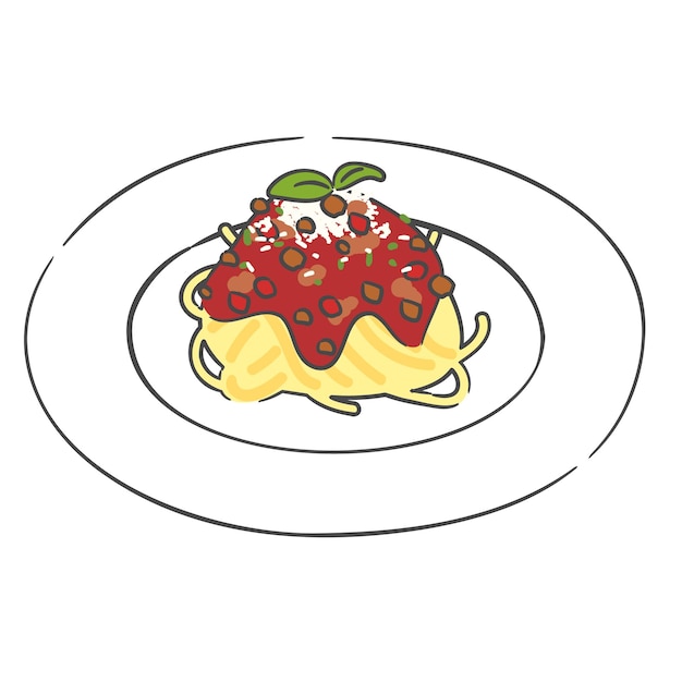 Un dibujo de espagueti a la bolognese