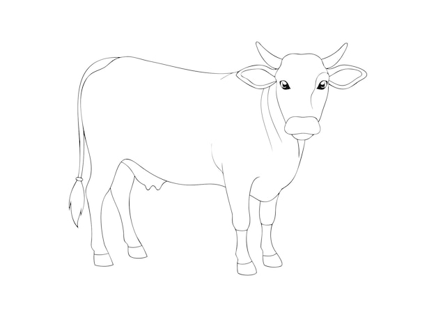 Dibujo de esquema de vaca Ilustración simple en blanco y negro
