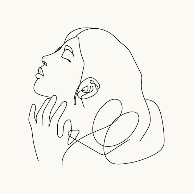Dibujo de estilo de una línea de ilustración dibujada a mano mínima de mujer