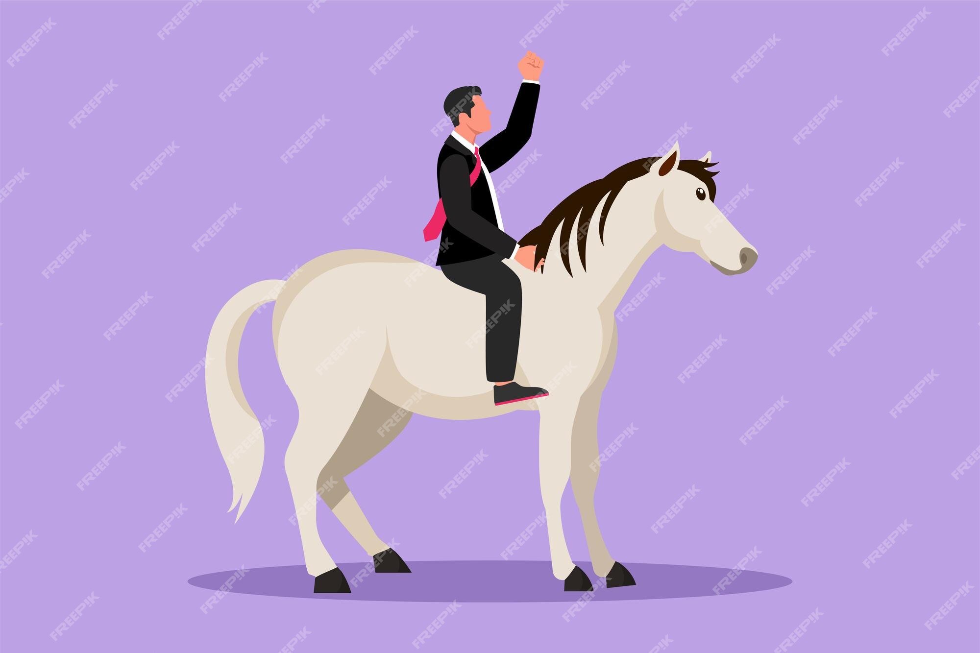 hombre de negocios montando una metáfora de caballo de ajedrez para la  estrategia y la lucha empresarial. estilo de arte de línea continua  17656465 Vector en Vecteezy