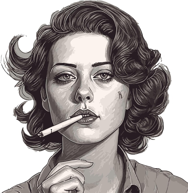 Vector dibujo de estilo vintage de una mujer