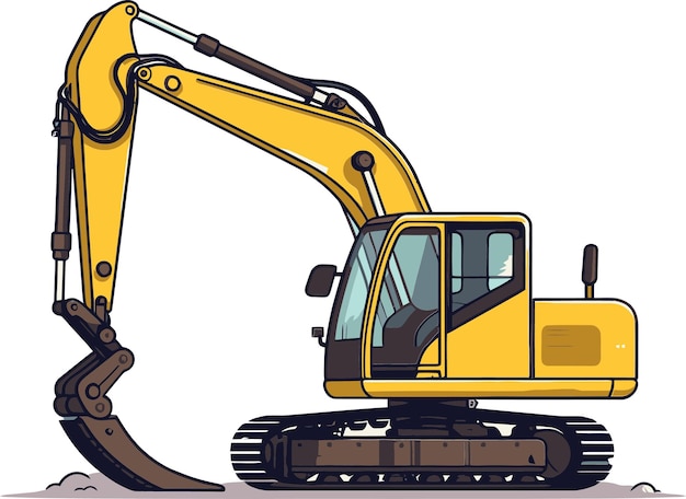 un dibujo de una excavadora amarilla frente a un fondo blanco
